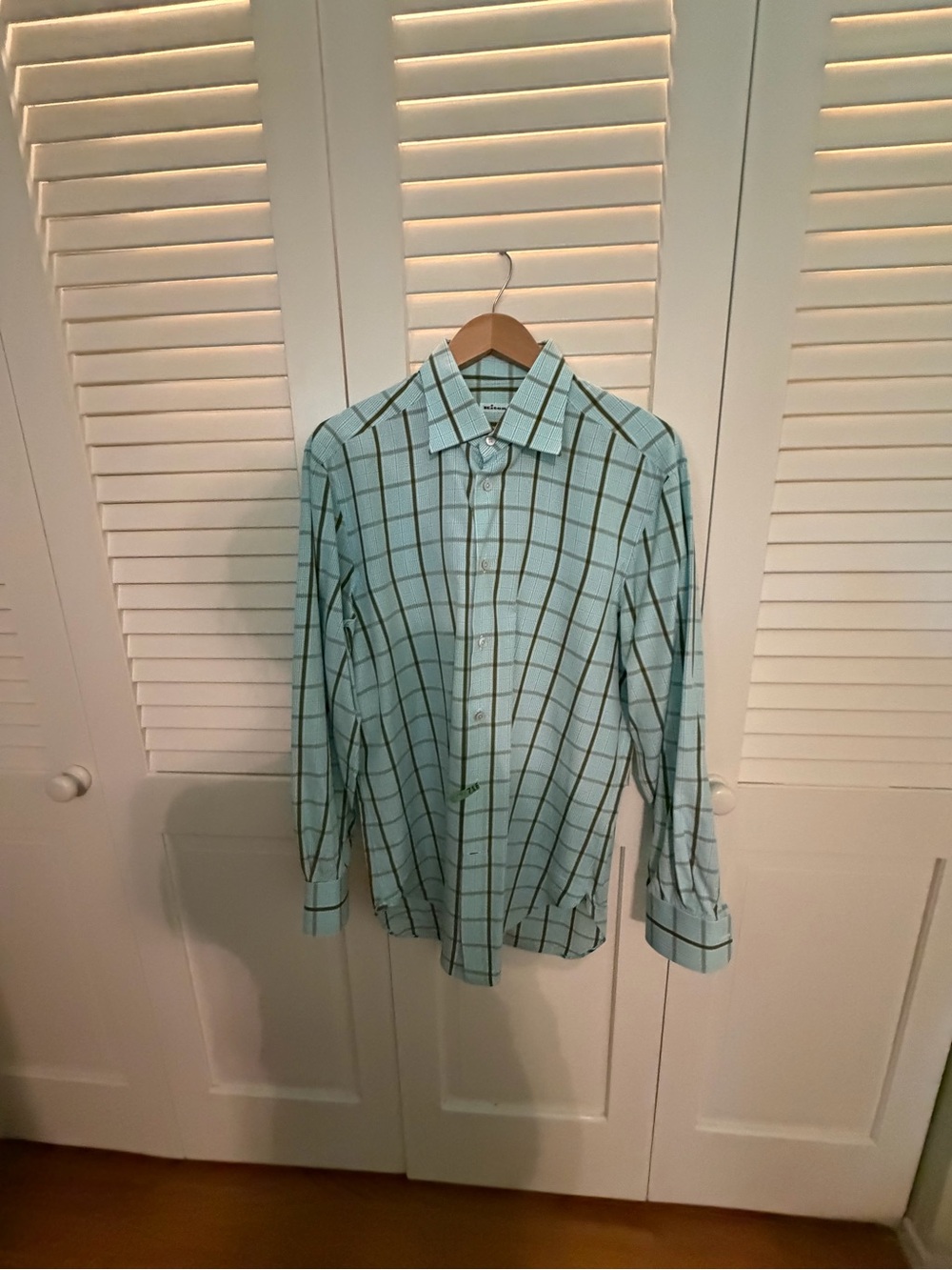 Kiton Light Blue Windowpane Button-Down Shirt
